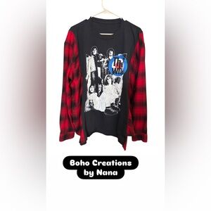 The Who with Red Flannel Sleeves Rock Top